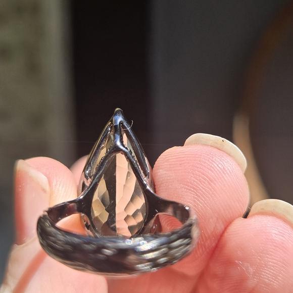 24k Green Amethyst Natural Gem Sterling Rhodium & 24k Gold Ring Sz7.5 - Picture 12 of 13